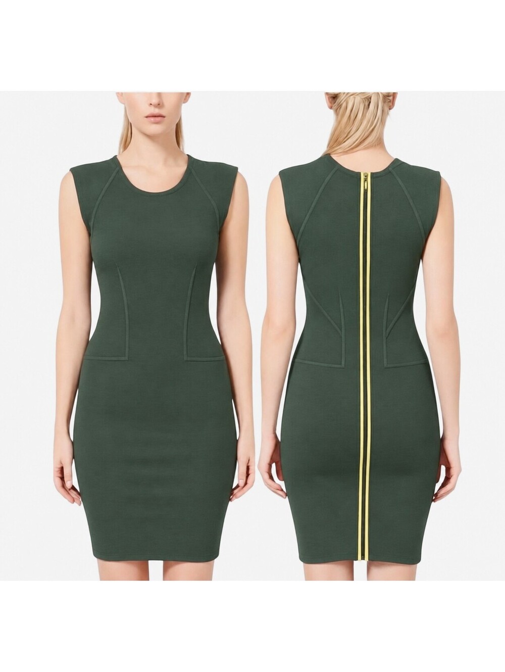 French Connection Women's US 4 Green Monique Stretch Bodycon Bandage Mini Dress